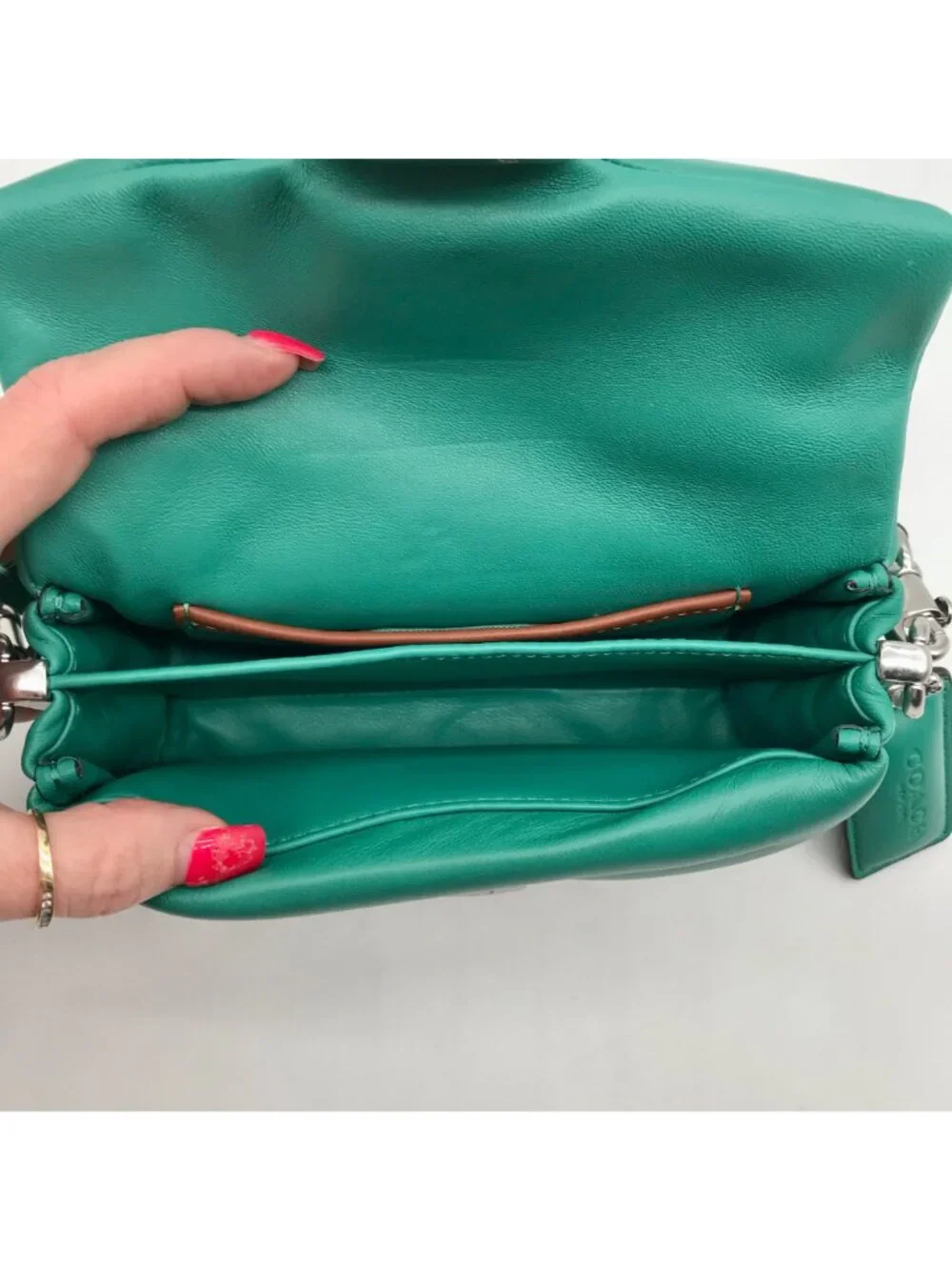 Coach Teal Leather Tabby 18 Pillow Shoulder Bag C3880